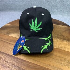 Weed‎ Leaf Hat Cap Strap Back Embroidered Marijuana Plant 420 Mens Cannabis